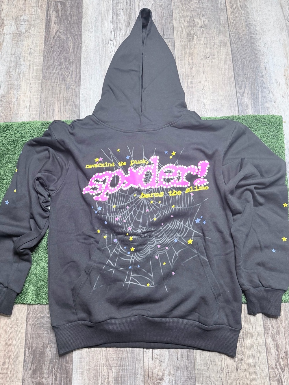 Black Graphic Sp5der Hoodie